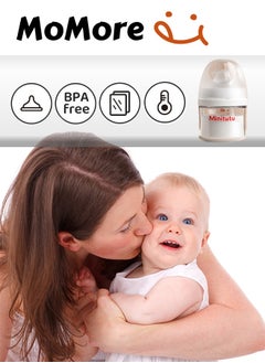 Minitutu Pack of 2 Glass Feeding Bottle With Breast-Like Nipples  - Image 2