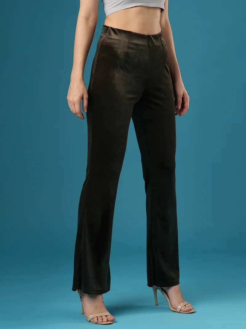 جلو باص Women Mid Rise Stretchable Slim Fit Flared Treggings