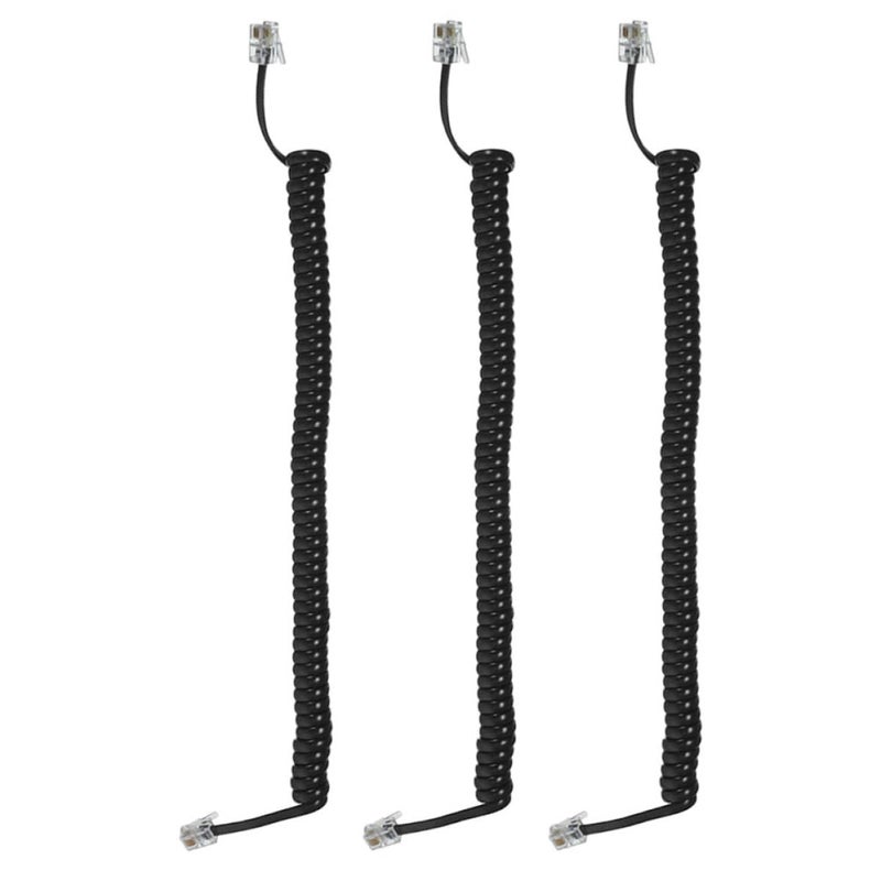 Coiled Telephone Cord 3 Pack Short Landline Phone Cable for Office and Home Use - Image 2