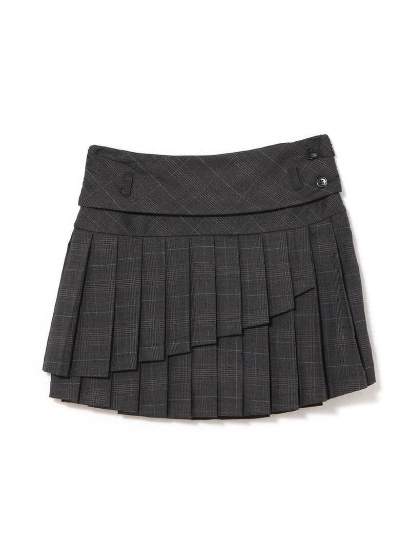 andmary Japanese Niche 24 Autumn and Winter New Sweet All-match Plaid Pleated Skirt Laminated A- Line Skirt for Women Gray double layer pleated skirt 