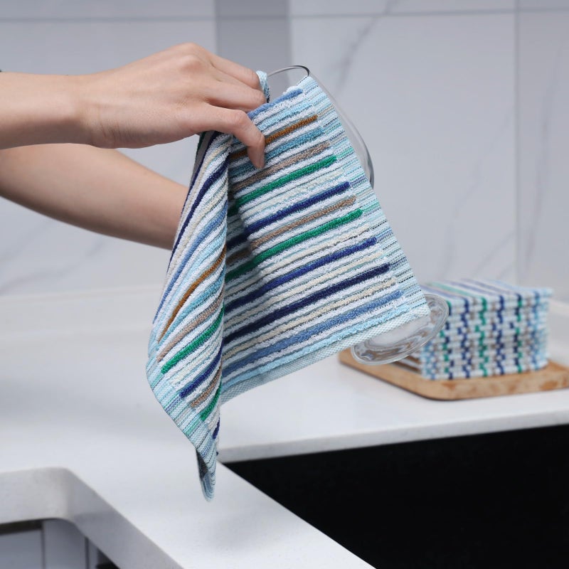 Oeleky Kitchen Dishcloths for Washing Dishes, Ultra Absorbent Dish Rags, Cotton Cleaning Cloths Pack of 8, 12x12 Inches - Image 3