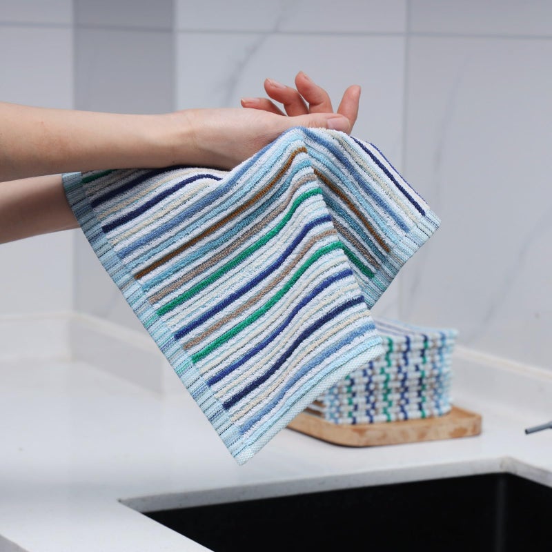 Oeleky Kitchen Dishcloths for Washing Dishes, Ultra Absorbent Dish Rags, Cotton Cleaning Cloths Pack of 8, 12x12 Inches - Image 5