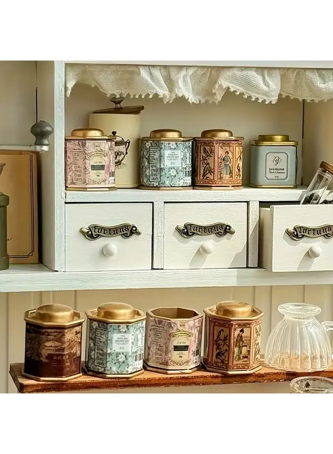 Green Miniature Coffee Tea Can Dollhouse Accessory Compatible With Mini Fridge - Image 2