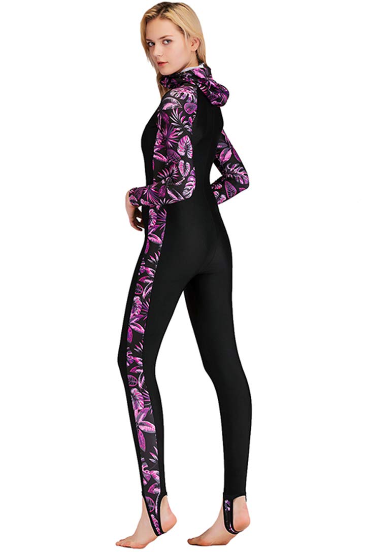 Micosuza Women's Long Sleeve One Piece Swimwear Sun Protection Full Skin Suit with Hood - Image 3
