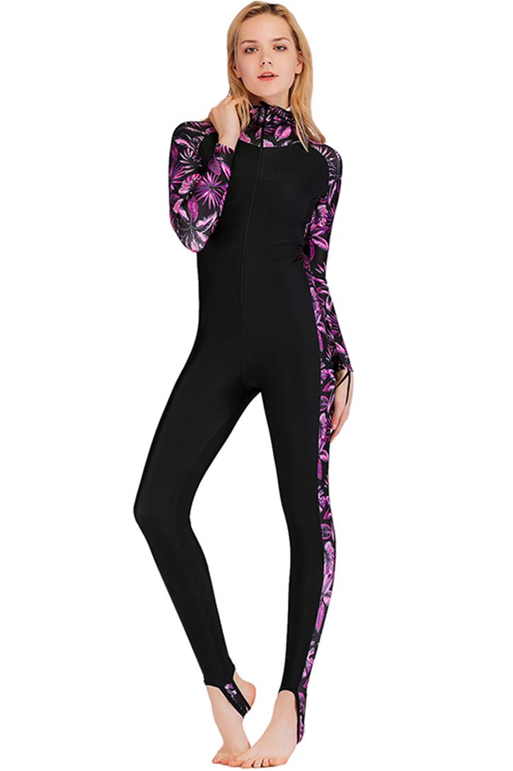 Micosuza Women's Long Sleeve One Piece Swimwear Sun Protection Full Skin Suit with Hood - Image 1