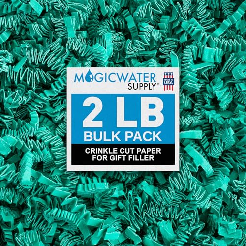 MagicWater Supply MagicWater Crinkle Cut Paper for Gift Baskets - 2LB - Teal - Perfect for Shredded Paper Filler, Basket Filler, Gift Boxes, Bridesmaid Gifts, Christmas Stuffers & More – Ideal for All