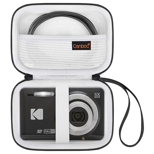 Canboc Hard Case for Kodak PIXPRO Friendly Zoom FZ55 / FZ45 / FZ53 16MP Digital Camera, Mesh Pocket fits SD Card, USB Charging Adapter, USB Cable, Black - Image 1