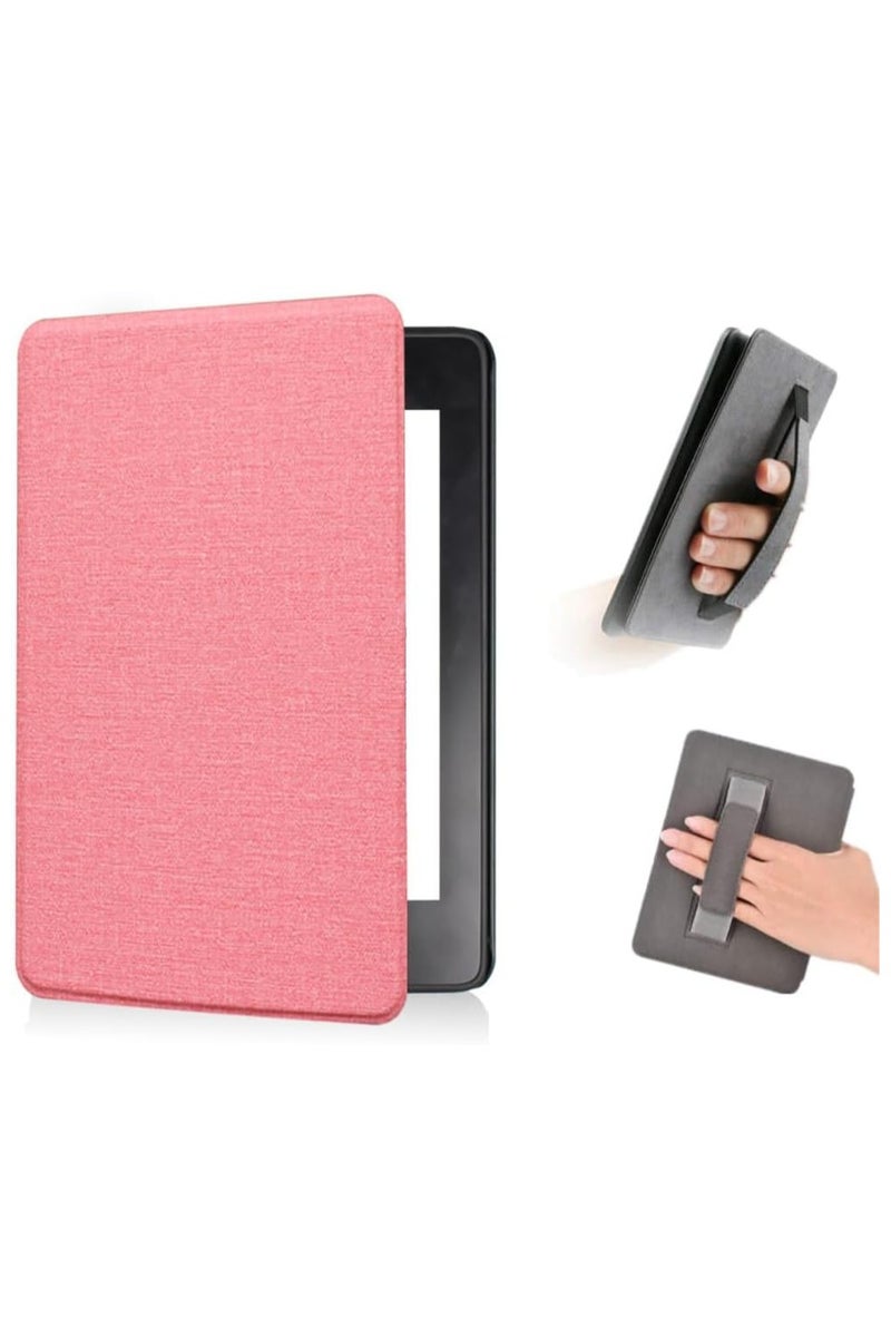 VKL Slimshell Case Cover with Hand Strap Belt for 7" All-New Kindle Paperwhite 12th 2024 or Kindle Paperwhite Signature Edition 2024, Smart Shell with Auto Sleep/Wake (Pink)