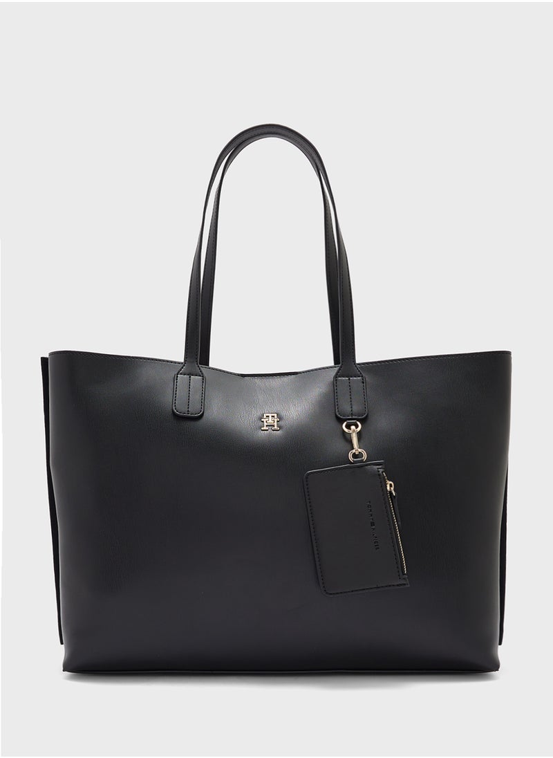 TOMMY HILFIGER - Logo Detail Zip Over Tote - Image 1