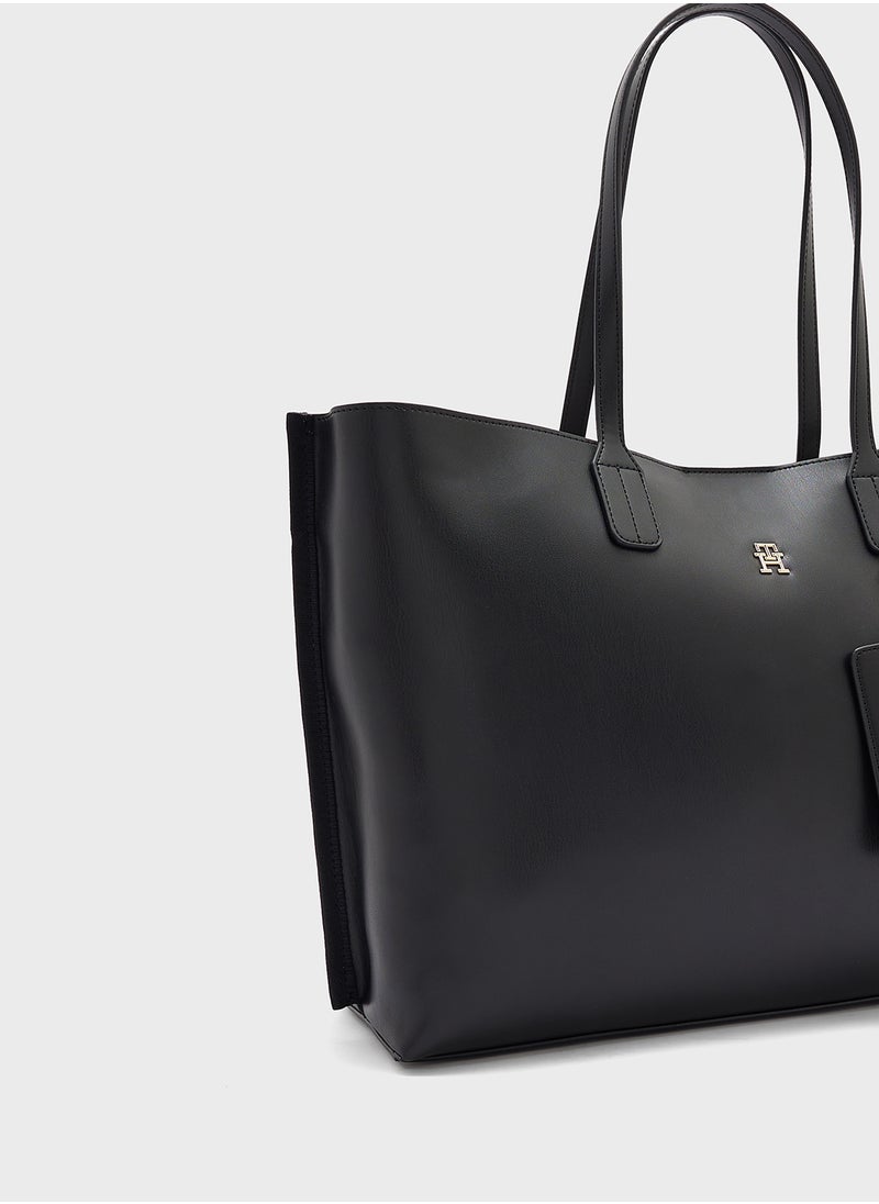 TOMMY HILFIGER - Logo Detail Zip Over Tote - Image 1
