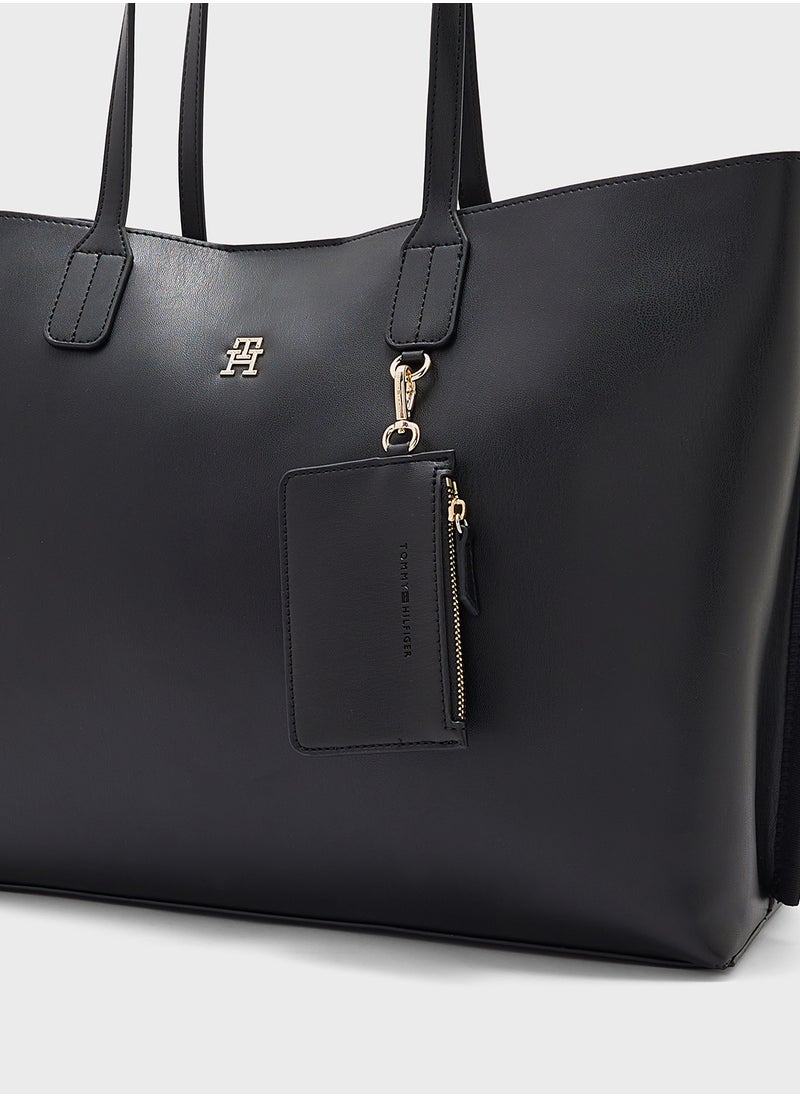 TOMMY HILFIGER - Logo Detail Zip Over Tote - Image 1
