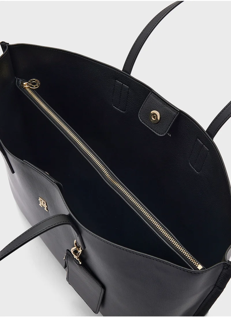 TOMMY HILFIGER Logo Detail Zip Over Tote