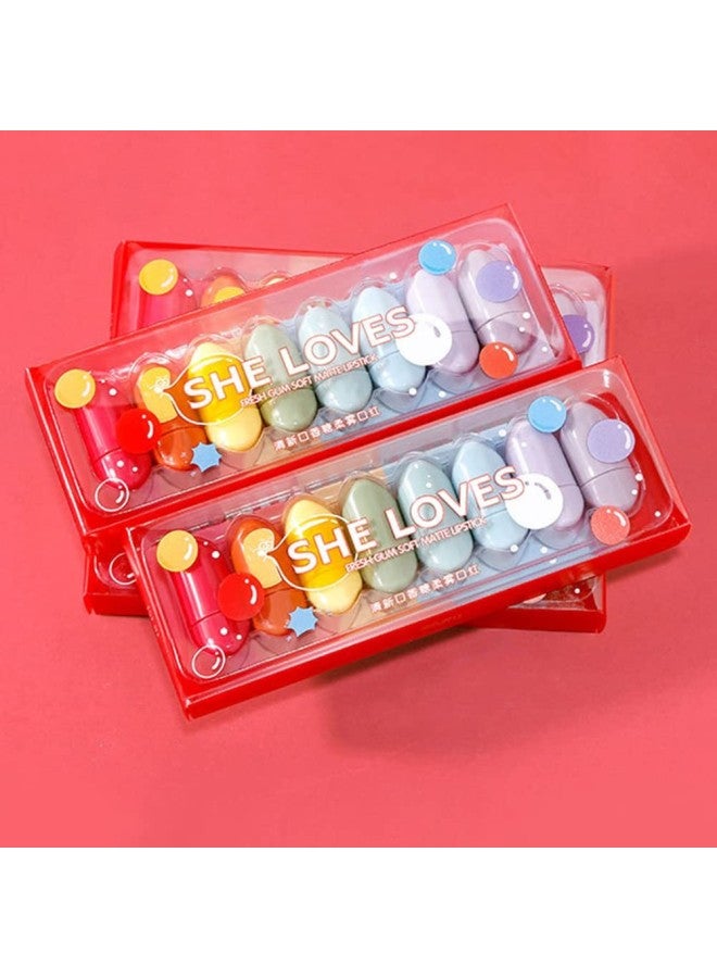 8 Pcs Mini Capsule Lipstick Set,  Smooth Long Lasting Non-stick Cup Lipstick, Mini Capsules Lipstick Velvet Matte Lipstick Set (red -8 colors) - Image 3