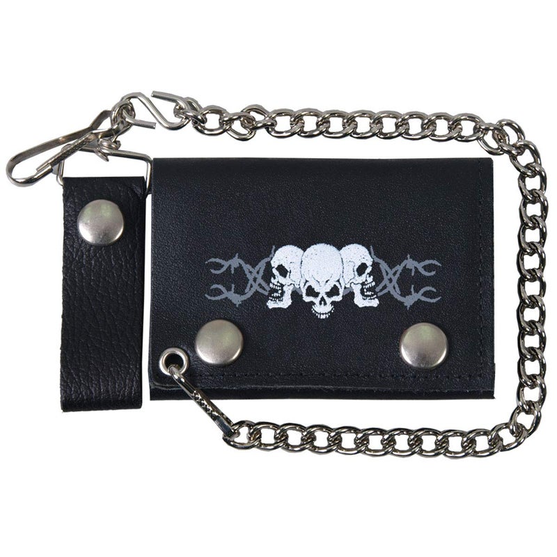 Hot Leathers (WLB1014 Black, 4" Barbed Wire Skulls Wallet - Image 4