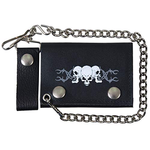Hot Leathers (WLB1014 Black, 4" Barbed Wire Skulls Wallet - Image 1