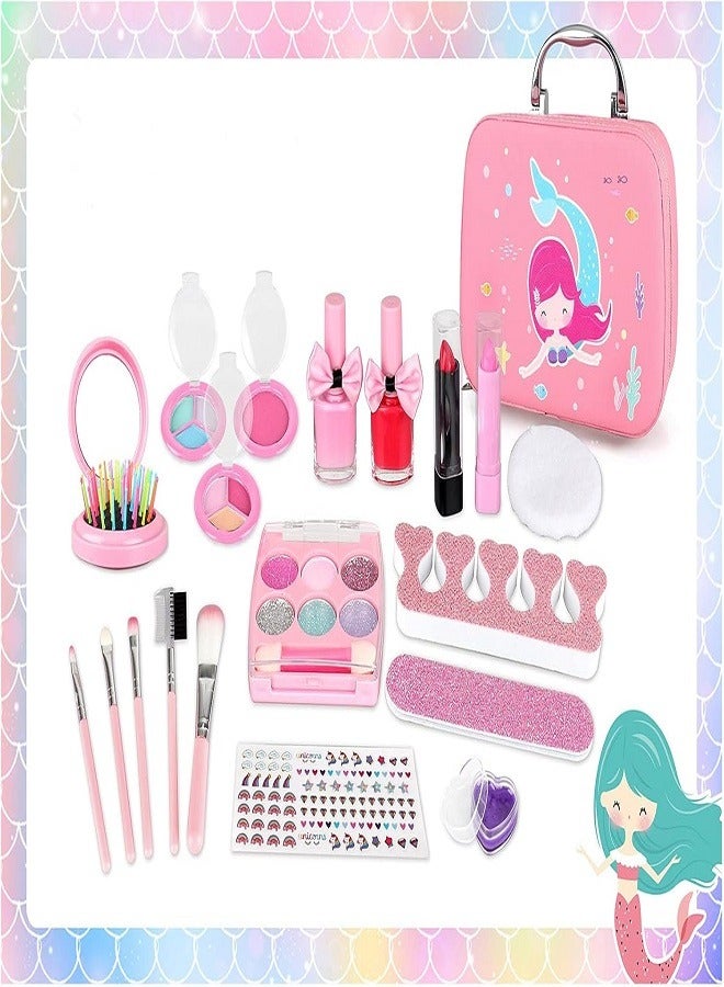 Washable Non-Toxic Makeup Set for Girls, Cute Princess Cosmetic Bag, Realistic Makeup Set for Kids, Makeup Toys, 20 Pieces  - Image 2