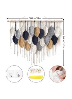 Antikiano Macrame feather Wall Hanging Boho Leaves Macrame Tapestry Wall Decor Handmade 100x72  - Image 3