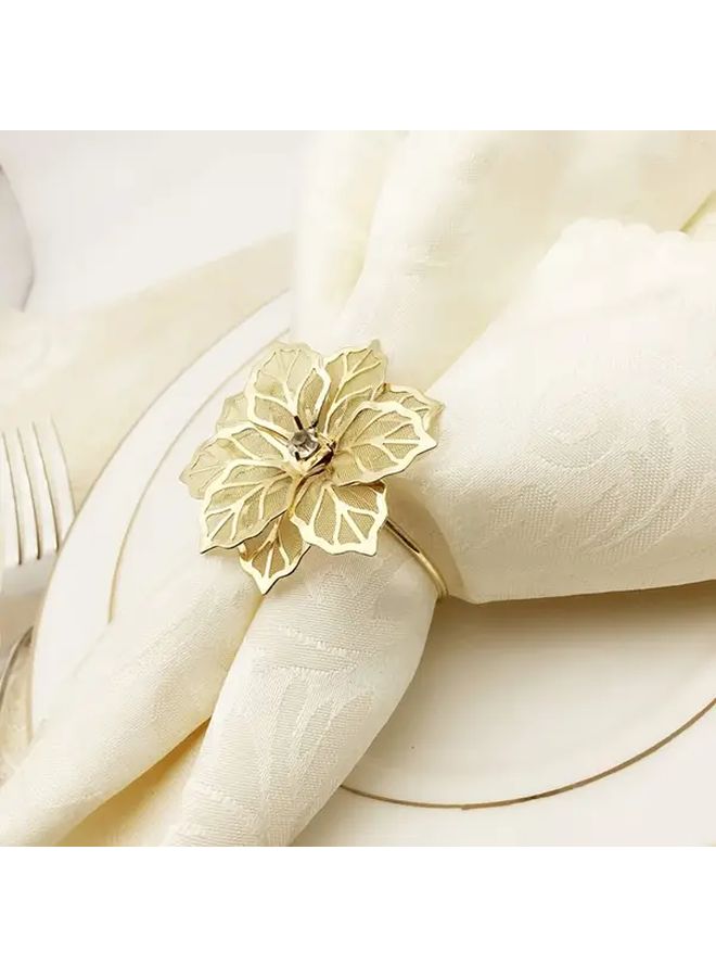 Champagne Satin Napkin And Ring Set 12Pcs For Wedding Holiday Formal Dining - Image 2