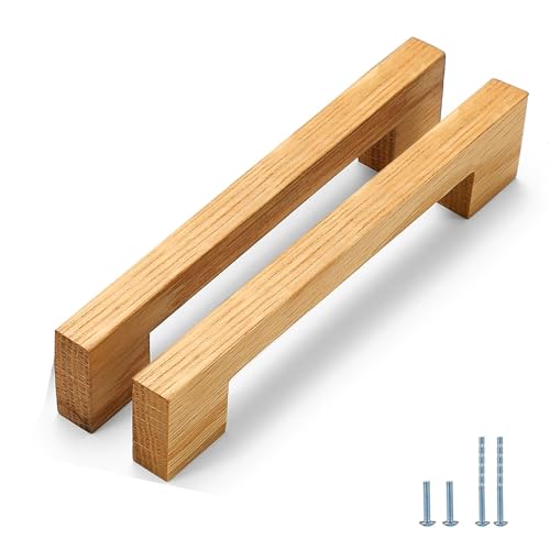 Evionlin Burlywood Square 5 in 2 pcs Wooden Drawer Pulls Handle pulls for cabinets Kitchen Cabinet Drawer pulls Cabinet Door Pull - Image 1