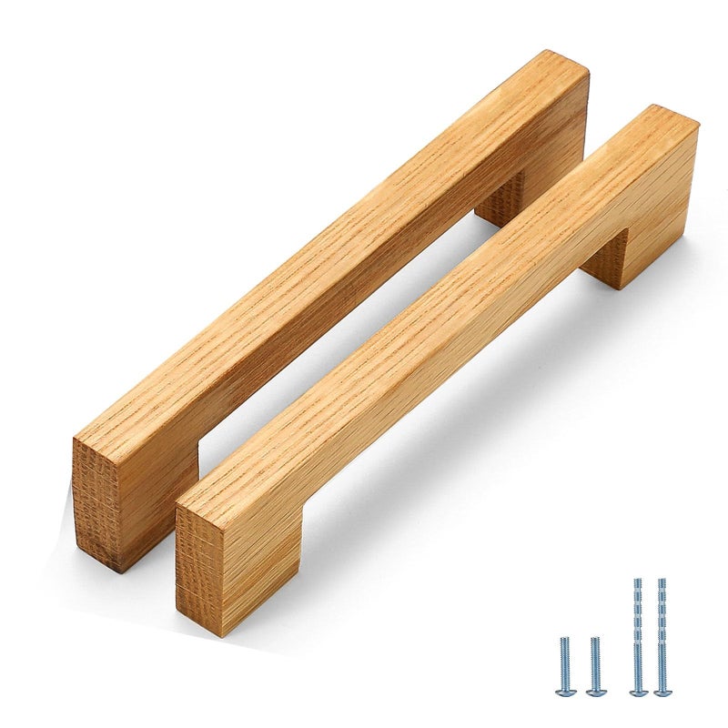 Evionlin Burlywood Square 5 in 2 pcs Wooden Drawer Pulls Handle pulls for cabinets Kitchen Cabinet Drawer pulls Cabinet Door Pull - Image 2