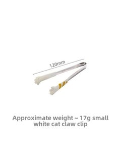 Silicone Food Clip Plastic Non-dirty Hands Snack Clip Cute Cat Claw Clip Kitchen High Temperature Food Clip Potato Chips Clip-Colour:♉♈Kitten Claw Clip (12cm) White♉♈