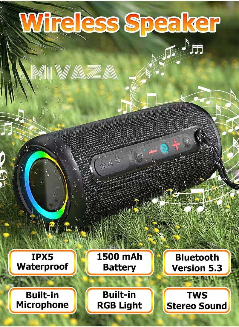 Mi VAZA - Wireless Bluetooth Speaker - Portable Mini Speaker With Battery and Bluetooth - 2x8 W Subwoofer with RGB Ambient Light - TWS Stereo Sound - IPX5 Waterproof - Support TF Card - Image 1