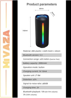 Wireless Bluetooth Speaker - Portable Mini Speaker With Battery and Bluetooth - 2x8 W Subwoofer with RGB Ambient Light - TWS Stereo Sound - IPX5 Waterproof - Support TF Card - pzsku/Z95E33CCD0B8F77936E48Z/45/_/1725129703/19f92837-00f8-4815-8373-513e5c789e62