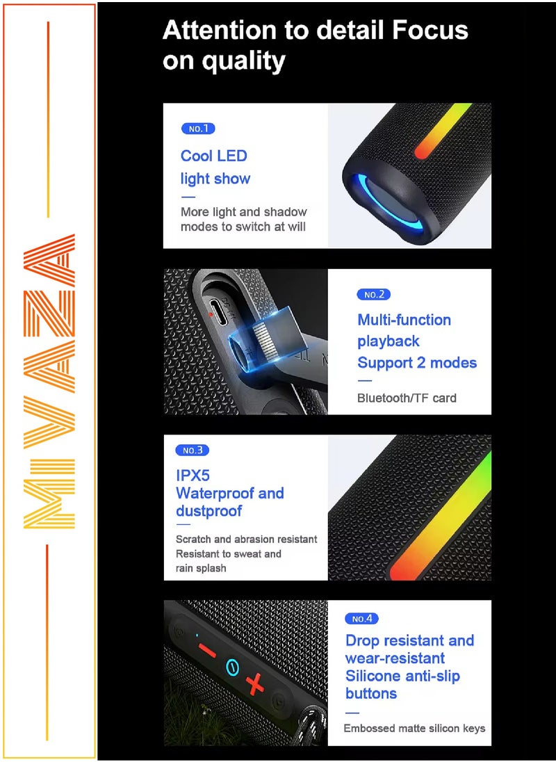 Mi VAZA - Wireless Bluetooth Speaker - Portable Mini Speaker With Battery and Bluetooth - 2x8 W Subwoofer with RGB Ambient Light - TWS Stereo Sound - IPX5 Waterproof - Support TF Card - Image 1