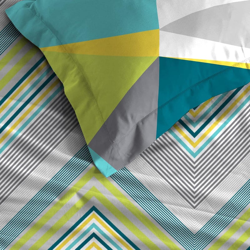 Trident TRIDENT Carnival Gift Box Collection 100 Cotton Bed Sheet 3Piece Set 1 Bedsheet and 2 Pillowcases Anti Microbial Finish 144 Thread CountQueen Size SheetBenett Aqua  - Image 4