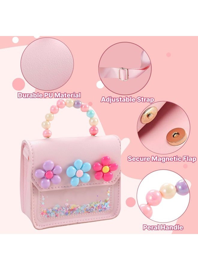 Dhshrxd Girls Toddler Purse Flower Kids Purse Little Girl Crossbody Bag Birthday Gifts for 3-8 Year Old, Light Pink - Image 4