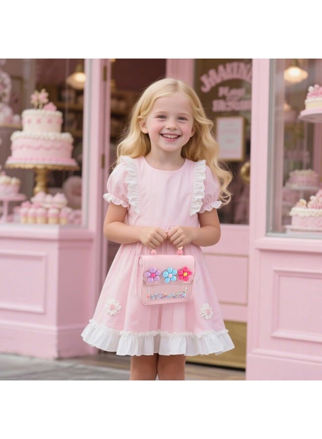 Dhshrxd Girls Toddler Purse Flower Kids Purse Little Girl Crossbody Bag Birthday Gifts for 3-8 Year Old, Light Pink - Image 2