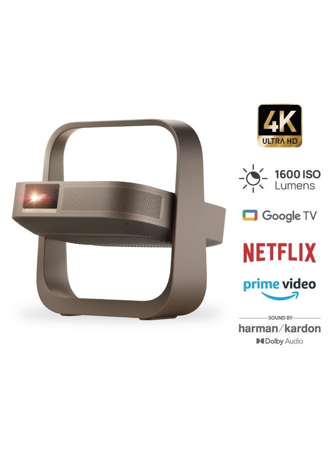 XGIMI Elfin Flip 4K Triple Laser Projector | with Google TV and Licensed Netflix - Portable Projector, 1600 ISO Lumens, Sound by Harman/Kardon speaker - Image 1