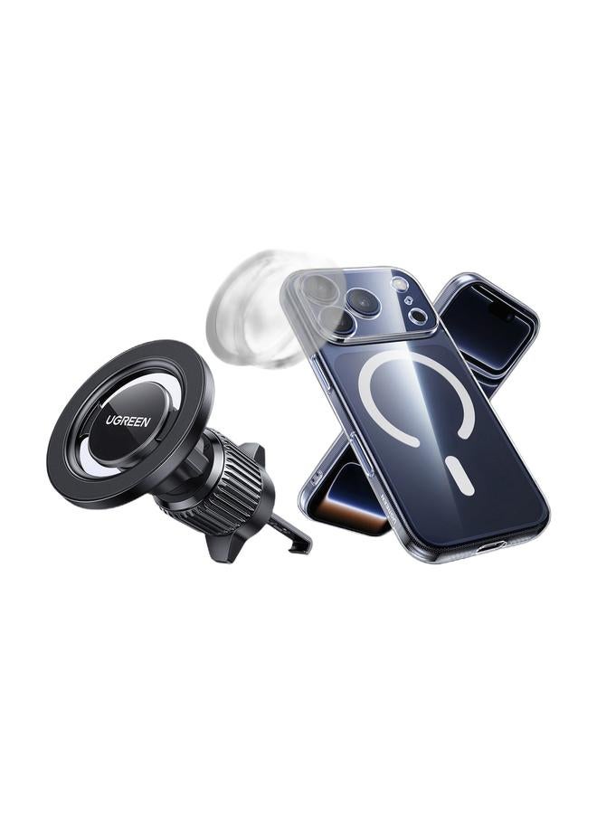Ugreen Magnetic Phone Case & MagSafe Car Mount Combo for iPhone 17 Pro - Military-Grade Shockproof Case with 20*N52 Ultra-Strong Magnetic Air Vent Holder, 360° Rotating Stable Design for Safe Hands-Free Driving - Image 1