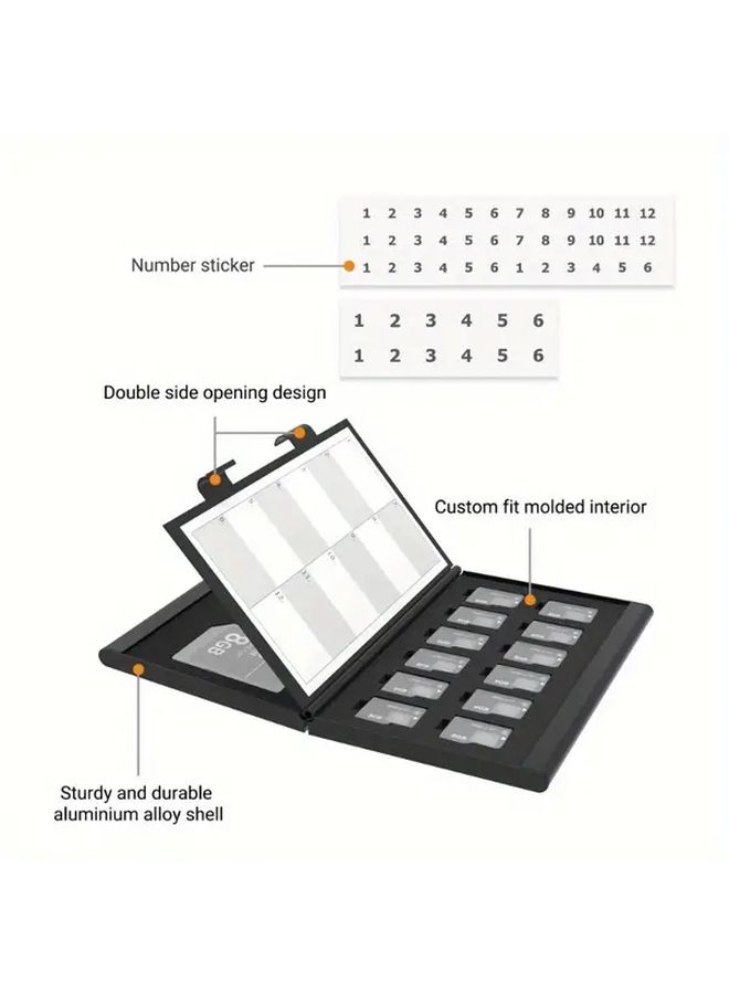 Aluminum Memory Card Case Durable Hinge Design Storage Box For SD Phone Cards Silvery - Image 4