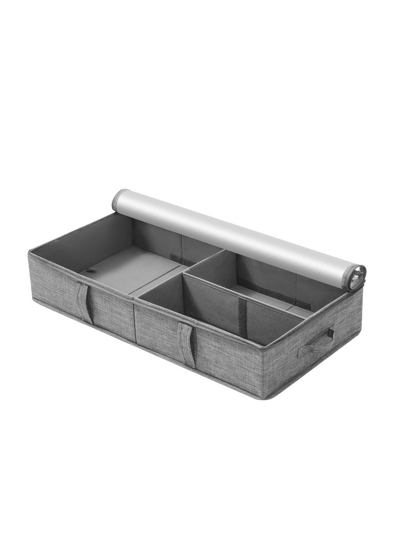 عربست 1 عبوة من منظم الملابس، حقيبة تخزين الملابس، قماش سميك ومقابض معززة للألحفة والبطانيات والفراش، قابلة للطي مع سحاب قوي، نافذة شفافة (رمادي) - Image 1