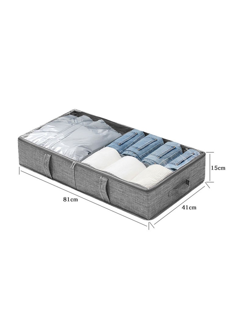 عربست 1 عبوة من منظم الملابس، حقيبة تخزين الملابس، قماش سميك ومقابض معززة للألحفة والبطانيات والفراش، قابلة للطي مع سحاب قوي، نافذة شفافة (رمادي) - Image 4