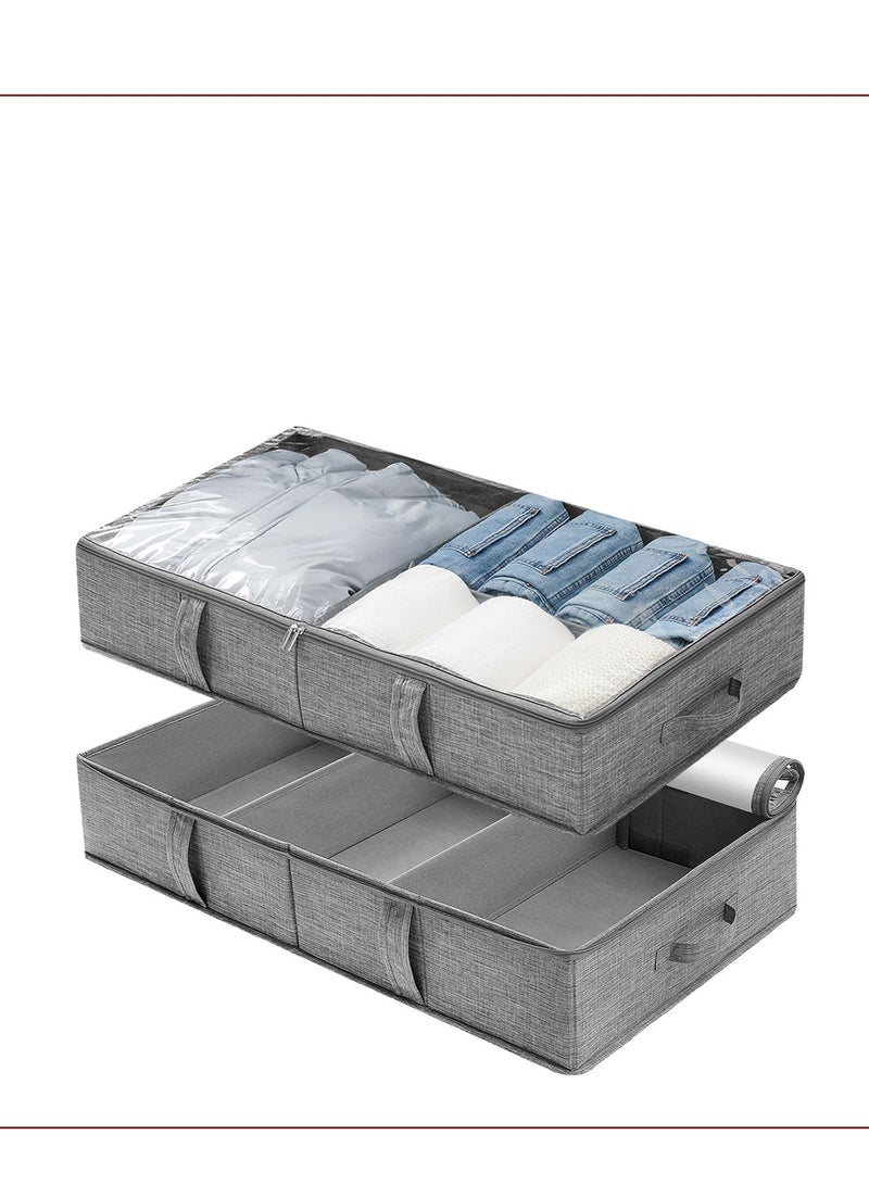 عربست 1 عبوة من منظم الملابس، حقيبة تخزين الملابس، قماش سميك ومقابض معززة للألحفة والبطانيات والفراش، قابلة للطي مع سحاب قوي، نافذة شفافة (رمادي) - Image 5