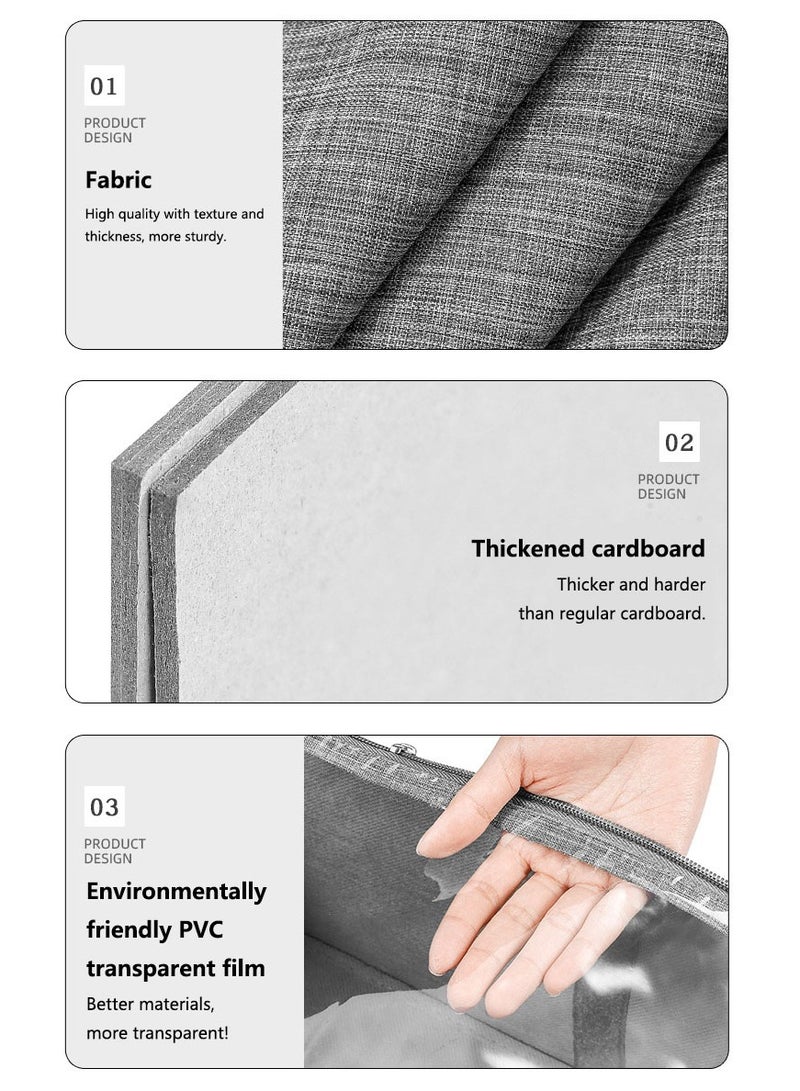 عربست 1 عبوة من منظم الملابس، حقيبة تخزين الملابس، قماش سميك ومقابض معززة للألحفة والبطانيات والفراش، قابلة للطي مع سحاب قوي، نافذة شفافة (رمادي) - Image 2