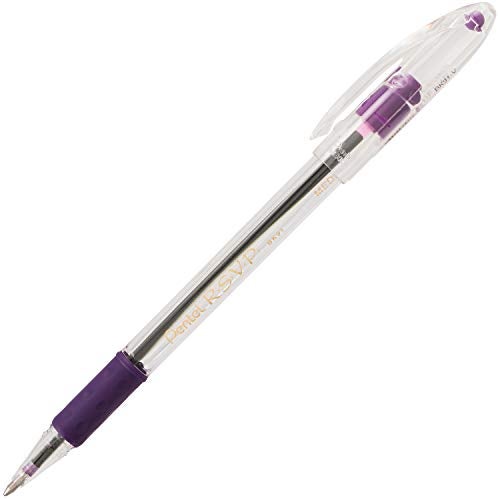 Pentel قلم حبر جاف بنتل RSVP، (0.7 مم) خط رفيع، حبر بنفسجي، 72 قطعة في علبة (BK90PC72V) - Image 2