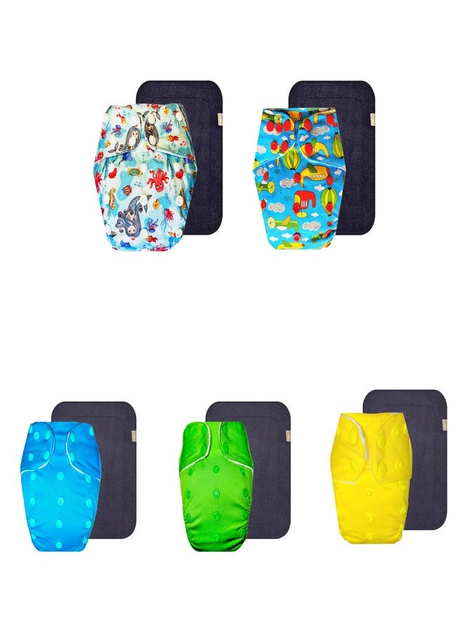 حفاضات قماشية فاخرة من دمبلدو مع حشوة رمادية (عبوة من 5) | مضادة للحساسية | مانعة للتسرب | سريعة الجفاف | ضرورية للاستخدام اليومي | من 3 أشهر إلى 3 سنوات | للجنسين - Image 1