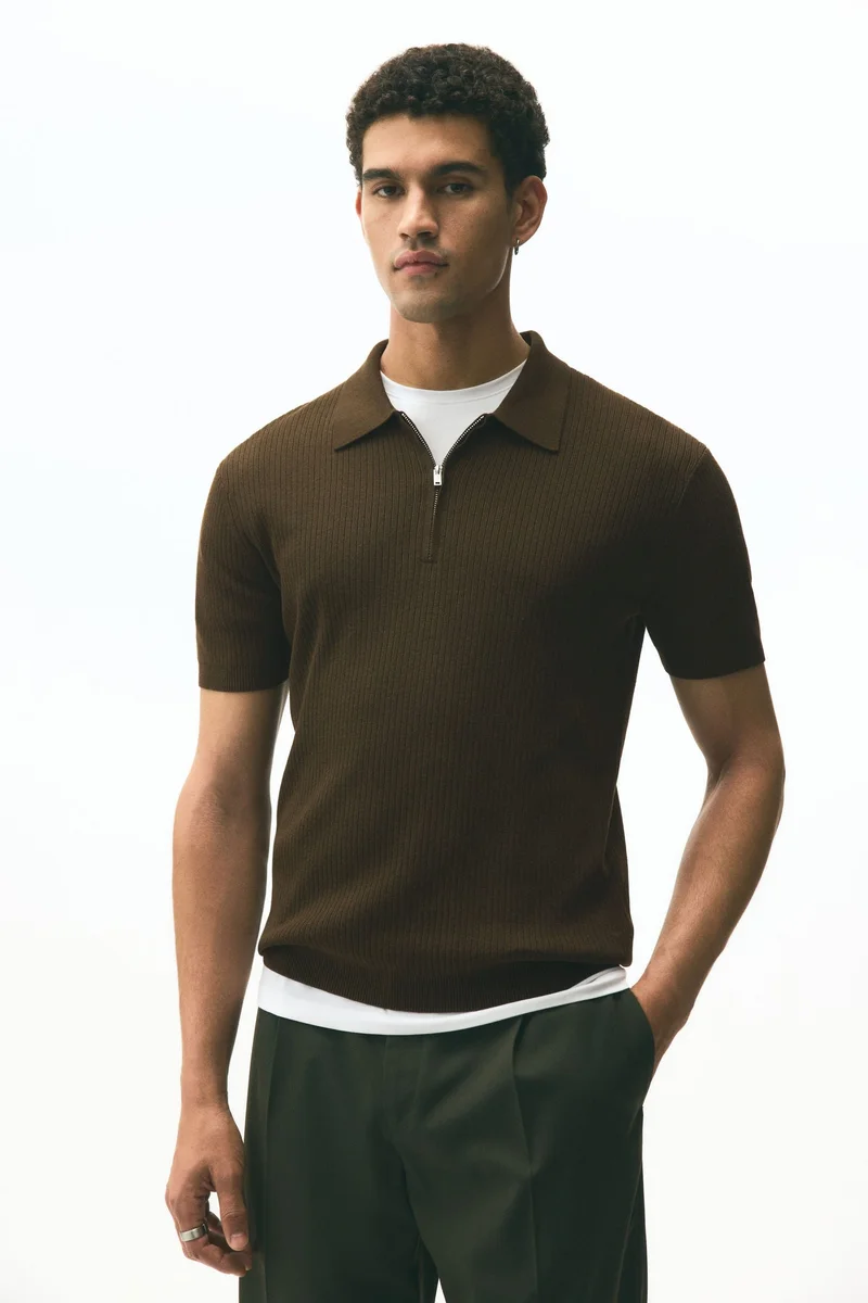 H&M Slim Fit Zip-top polo shirt