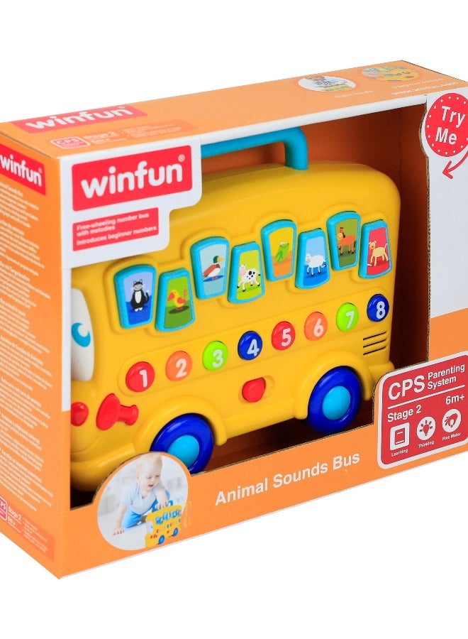Winfun Animal Sounds Bus – Interactive Toy Bus with Light-Up Lights, Music & Farm Animal Sounds | Educational Toy Bus with 5 Cute Animal Noises & Melodies | Early Learning | For Infant Ages 6 Months+ - Image 2