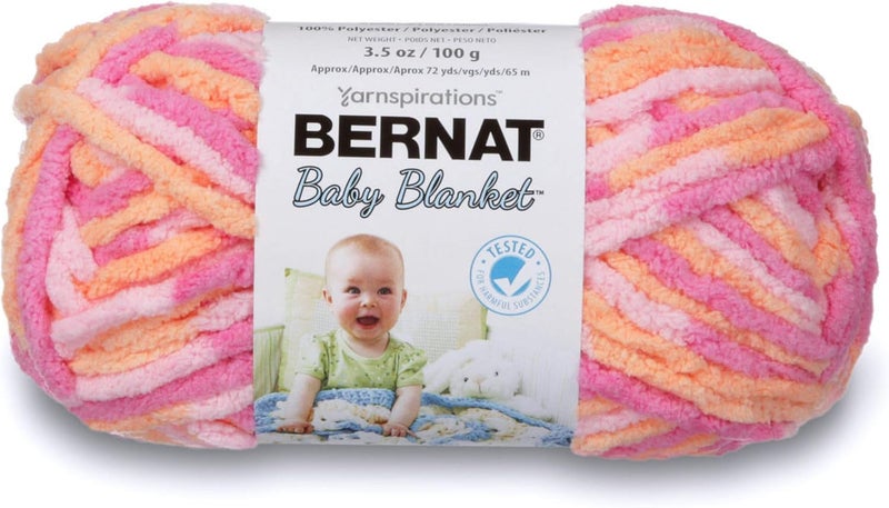 Bernat Baby Blanket Yarn, 3.5 oz, Super Bulky Chenille Yarn in Peachy - Image 1