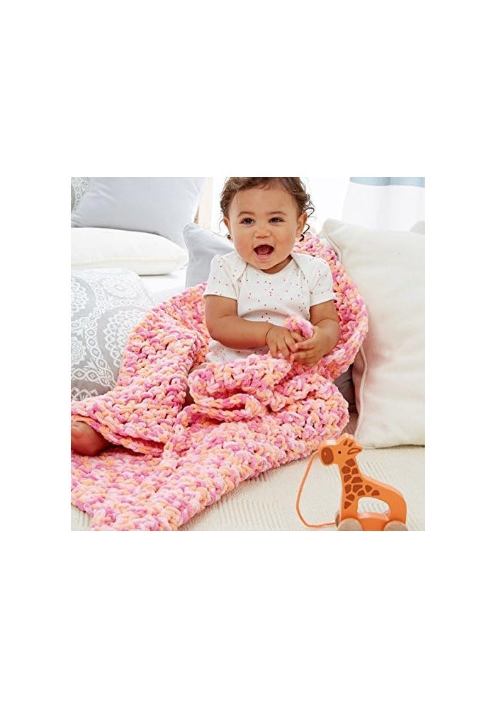 Bernat Baby Blanket Yarn, 3.5 oz, Super Bulky Chenille Yarn in Peachy - Image 5