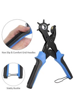 Y&D Leather Hole Punch, Belt Puncher, Rotary Punch Kit, Heavy Duty Revolving Plier Tool with 2 Extra Plates and Ruler, Multi Sized for Crafts, Card, Rubber  - Image 1