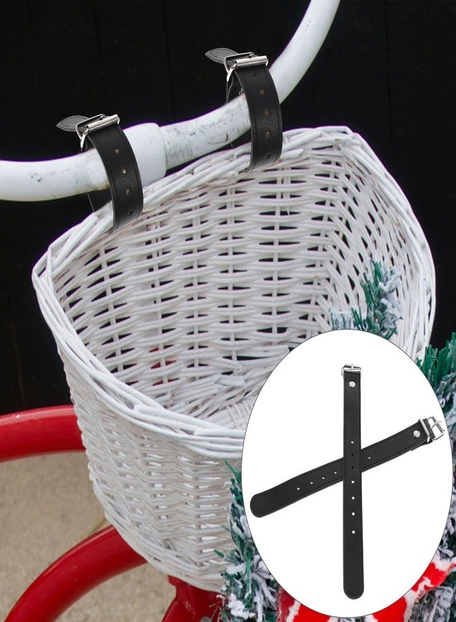 HOMSFOU Adjustable Leather Bike Basket Straps Pair 8.85 Inch Front Bicycle Buckle Belt for Kids Cycling and Scooter Basket Accessories - Image 3