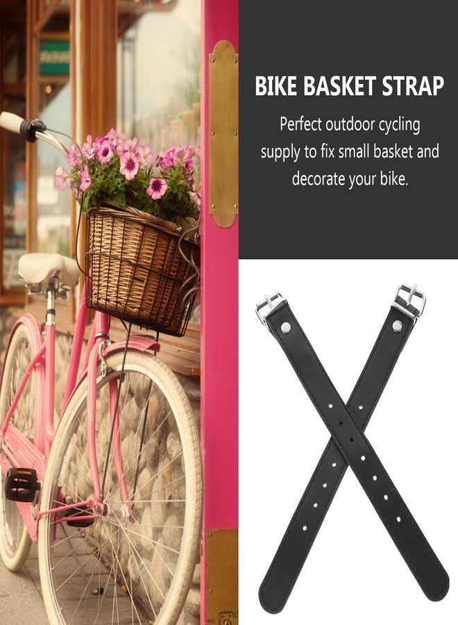 HOMSFOU Adjustable Leather Bike Basket Straps Pair 8.85 Inch Front Bicycle Buckle Belt for Kids Cycling and Scooter Basket Accessories - Image 4