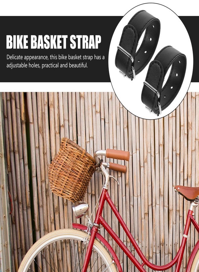HOMSFOU Adjustable Leather Bike Basket Straps Pair 8.85 Inch Front Bicycle Buckle Belt for Kids Cycling and Scooter Basket Accessories - Image 2