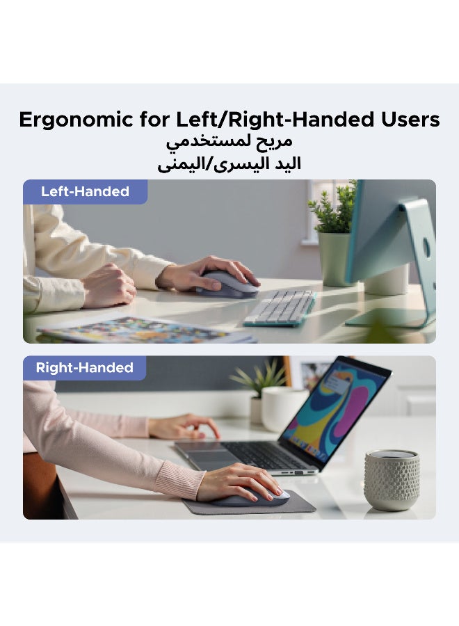 يو جرين Mouse Wireless Bluetooth Mouse Dual Mode USB & Bluetooth Two Devices Supported 10M Distance, Silent Click 4 Adjustable DPI Up to 4000 Ergonomic Design Smooth Scroll Skin-friendly Material Plug & Play - Image 5