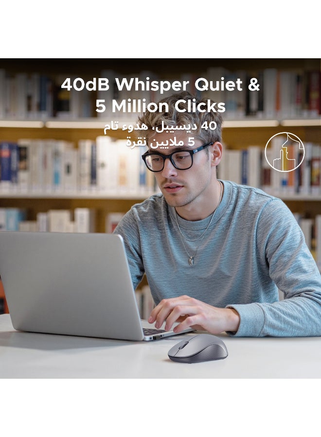 يو جرين Mouse Wireless Bluetooth Mouse Dual Mode USB & Bluetooth Two Devices Supported 10M Distance, Silent Click 4 Adjustable DPI Up to 4000 Ergonomic Design Smooth Scroll Skin-friendly Material Plug & Play - Image 4